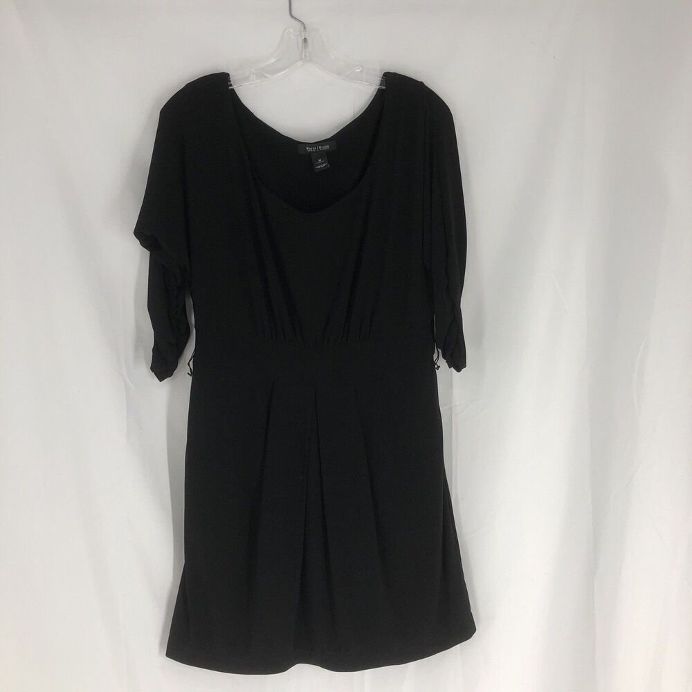 White House Black Market Slimming Black 3/4 Sleeve Dress - Medium